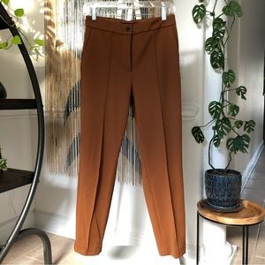Express Ankle High Rise Dress Pant Textured Cognac